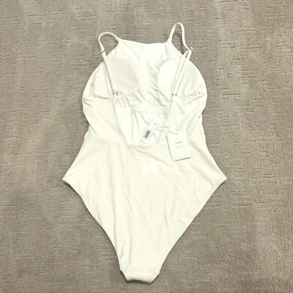 NWT* Andie Asbury Ribbed 1 Piece Swimsuit in White - Women's Large - Picture 4 of 8